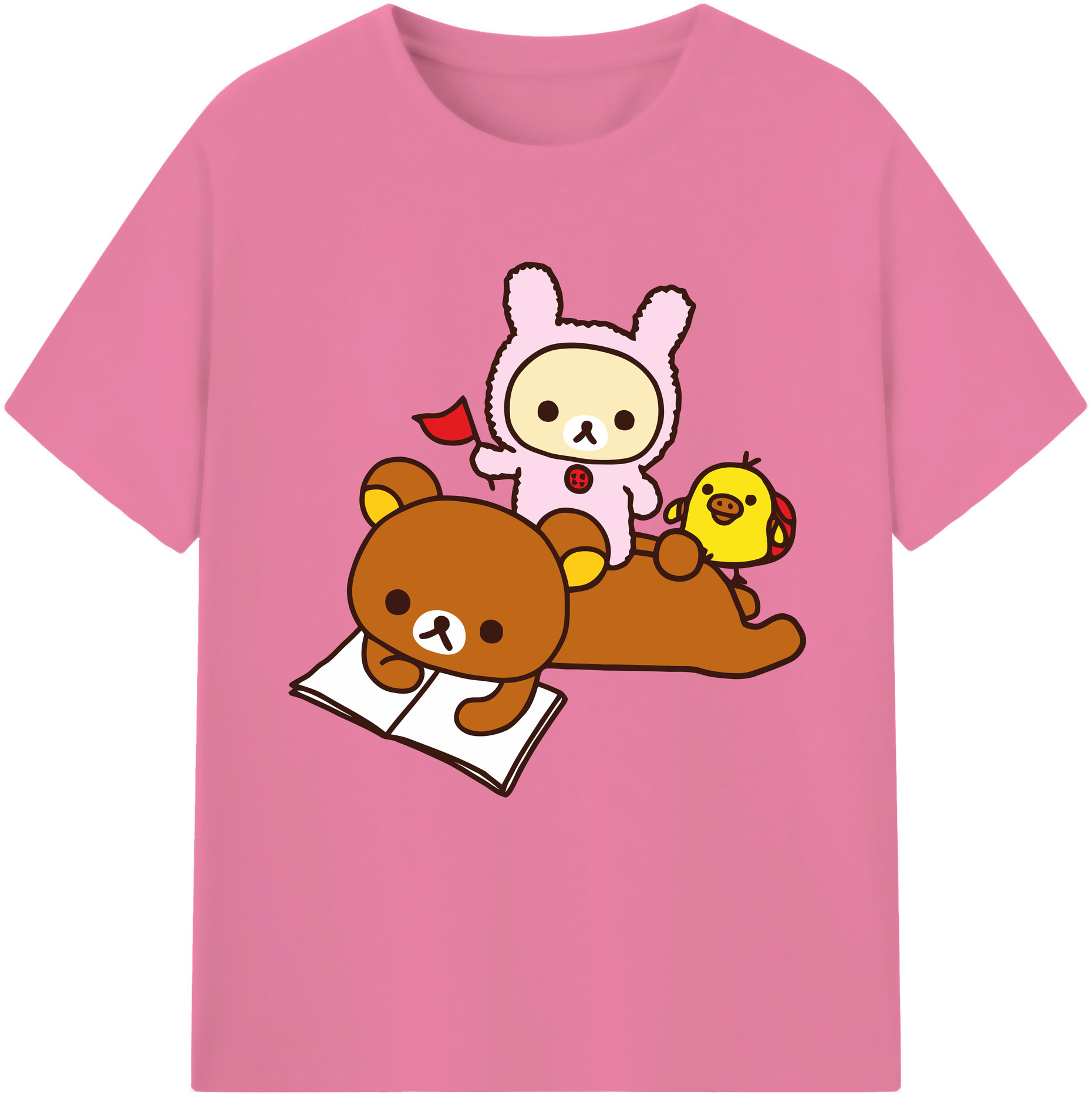 （画像用） リラックマ リラックマ キイロイトリ Rilakkuma Korilakkuma Kiiroitori 綿100％半袖Tシャツ（フロントプリント）